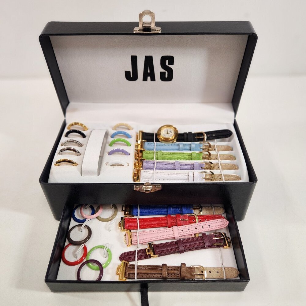 JAS E.T.C. Interchangeable Bezel & Strap Watch Set Like New Womens